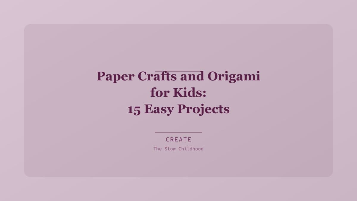 Colorful paper crafts and origami projects made by kids